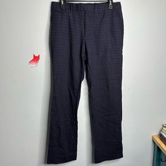 John Varvatos Dark Blue Wool Linen Blend Mercer Pants Euro Size 48 - Picture 1 of 10